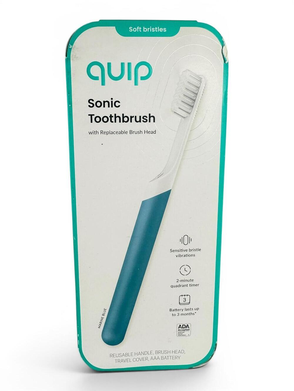 2/$60 ✨ Quip Sonic Toothbrush Soft Bristles Timer Travel Case AAA Battery Blue